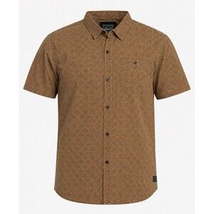 Billabong Garage Collection L Brown Medallion Print Shirt 100% Cotton Resort